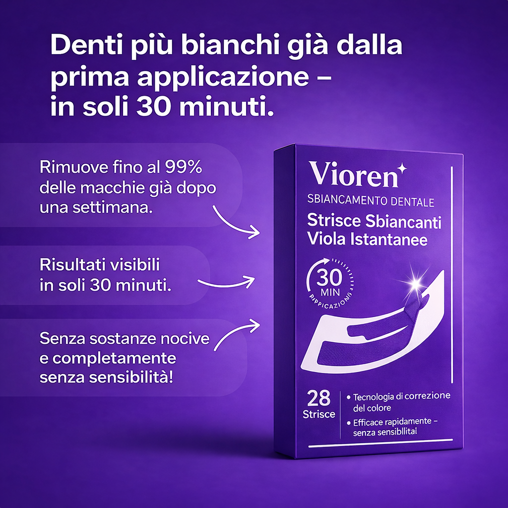 Vioren - Strisce sbiancanti viola per i denti